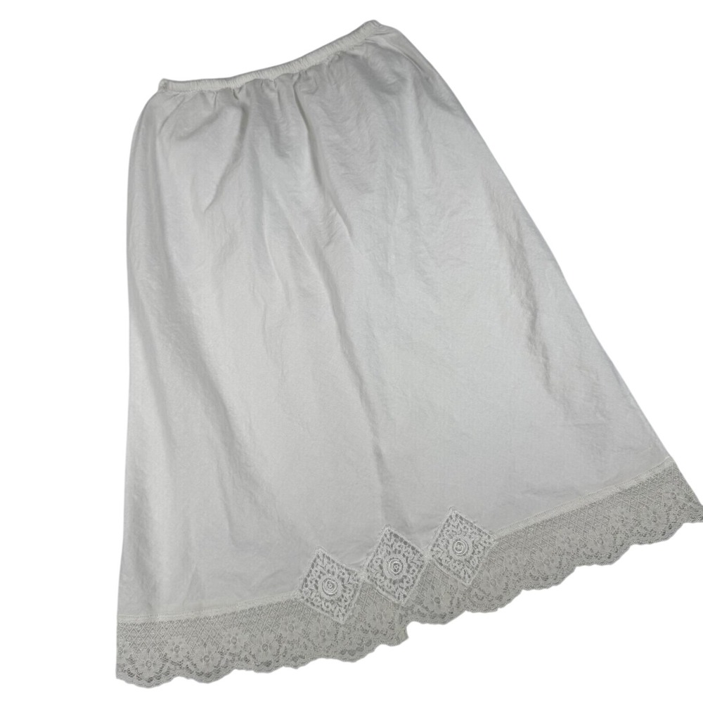 Christian Dior Vintage Womens Petite White Lace Trim Half Slip Skirt ILGWU USA